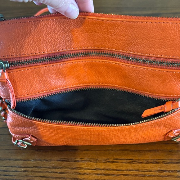 Elliott Lucca Women's Orange Vegan Leather Crossbody Purse - Picture 6 of 12